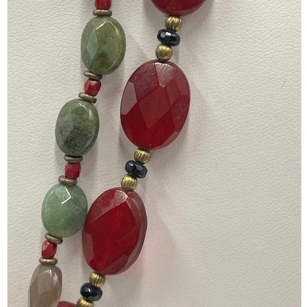 Robin Steele Green Two Strand Ornate Pendant‎ Gemstone Intaglio Warrior Necklace - Picture 4 of 12